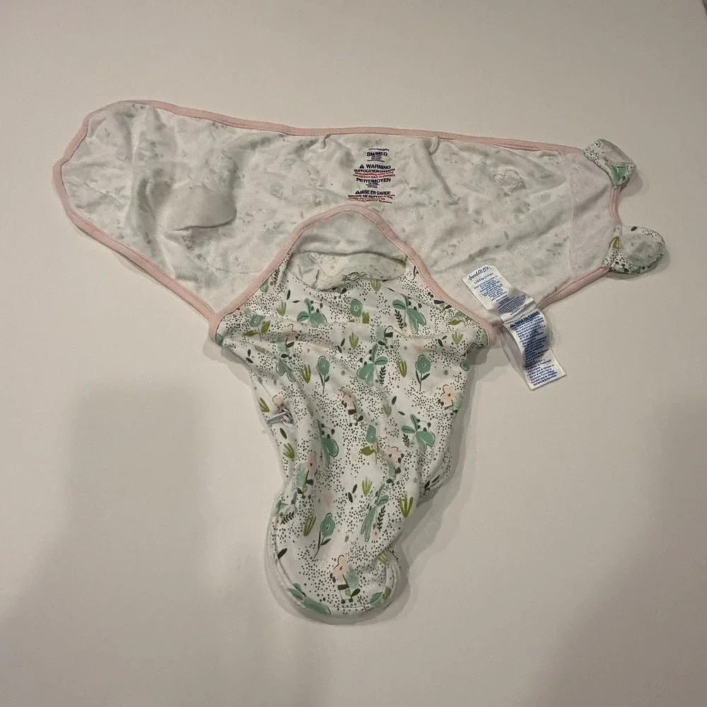 SwaddleMe Original Swaddle Wrap Infant 7-14 lbs Cotton Pink Green Botanical